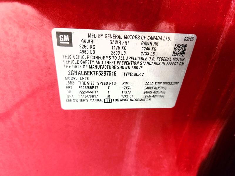 69795686 :رقم المزاد ، 2GNALBEK7F6297518 vin ، 2015 Chevrolet Equinox مزاد بيع