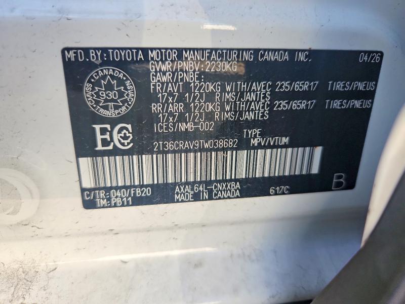 Продаж на аукціоні авто 2026 Toyota Rav4, vin: 2T36CRAV9TW038682, номер лоту: 70499506