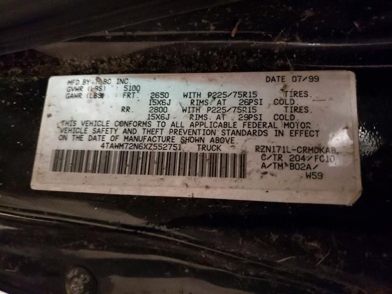 68489646 :رقم المزاد ، 4TAWM72N6XZ552751 vin ، 1999 Toyota Tacoma مزاد بيع