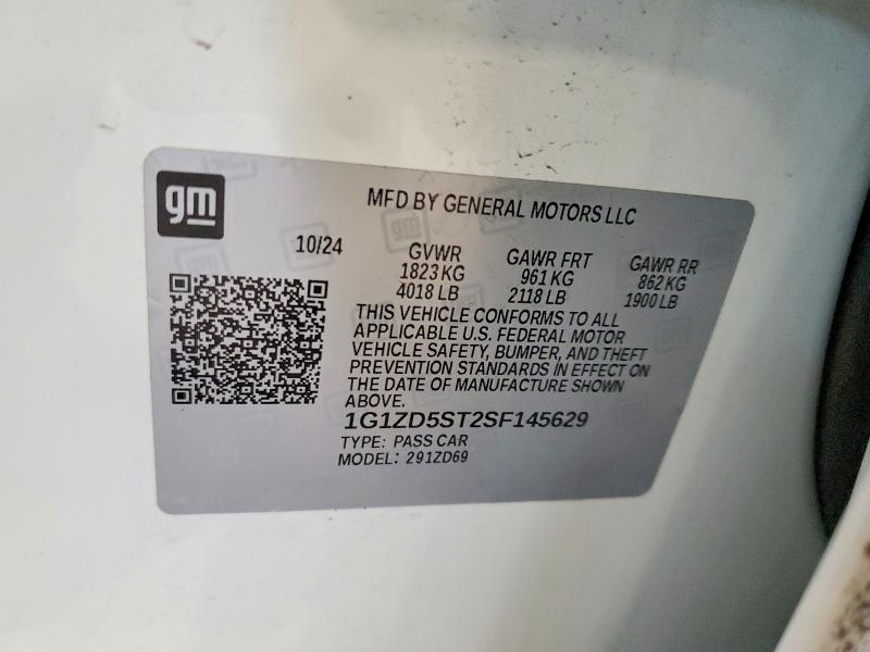 70712256 :رقم المزاد ، 1G1ZD5ST2SF145629 vin ، 2025 Chevrolet Malibu مزاد بيع