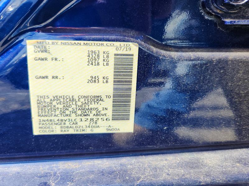 68104126 :رقم المزاد ، 1N4BL4BV3LC128256 vin ، 2020 Nissan Altima مزاد بيع