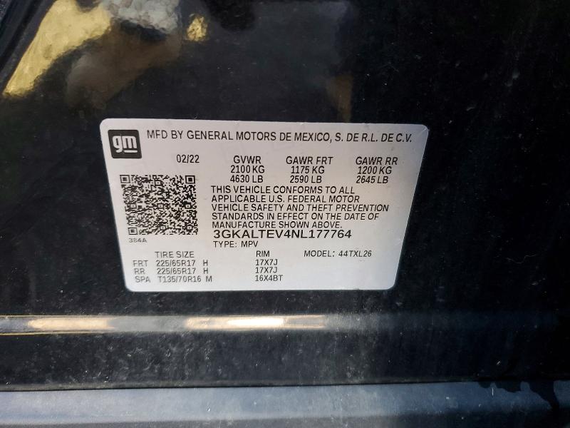68085116 :رقم المزاد ، 3GKALTEV4NL177764 vin ، 2022 Gmc Terrain مزاد بيع