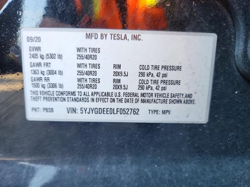Продаж на аукціоні авто 2020 Tesla Model Y, vin: 5YJYGDEE0LF052762, номер лоту: 66835726