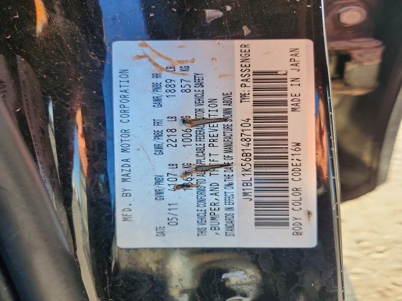 68100996 :رقم المزاد ، JM1BL1K56B1487104 vin ، 2011 Mazda 3 مزاد بيع