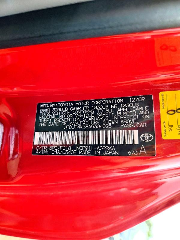 2010 Toyota Yaris მანქანა იყიდება აუქციონზე, vin: JTDJT4K38A5304028, აუქციონის ნომერი: 67823496