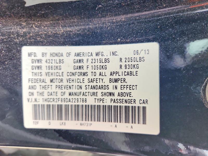 Aukcja sprzedaży 2013 Honda Accord, vin: 1HGCR2F89DA229788, numer aukcji: 59409706