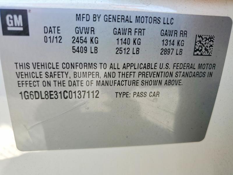2012 Cadillac Cts მანქანა იყიდება აუქციონზე, vin: 1G6DL8E31C0137112, აუქციონის ნომერი: 67910716