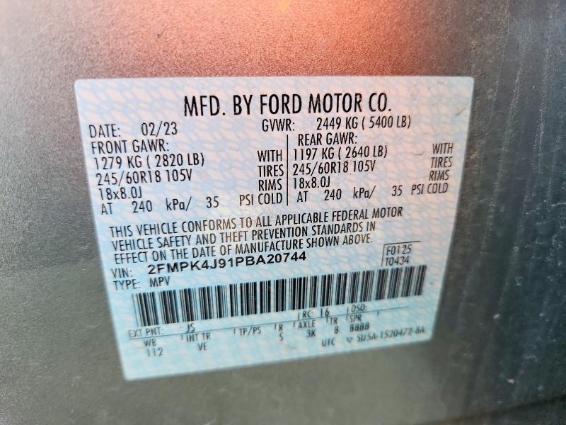 2023 Ford Edge მანქანა იყიდება აუქციონზე, vin: 2FMPK4J91PBA20744, აუქციონის ნომერი: 69604666