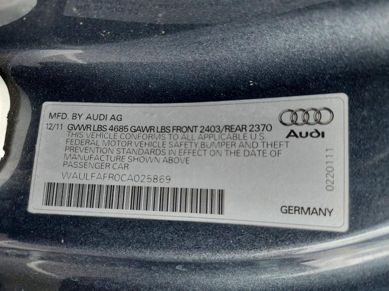 2012 Audi A5 მანქანა იყიდება აუქციონზე, vin: WAULFAFR0CA025869, აუქციონის ნომერი: 67630776