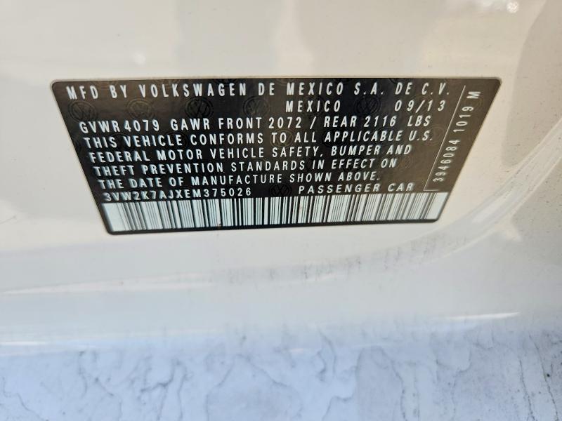 2014 Volkswagen Jetta მანქანა იყიდება აუქციონზე, vin: 3VW2K7AJXEM375026, აუქციონის ნომერი: 67432066