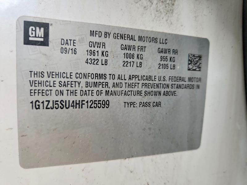 2017 Chevrolet Malibu მანქანა იყიდება აუქციონზე, vin: 1G1ZJ5SU4HF125599, აუქციონის ნომერი: 69236626
