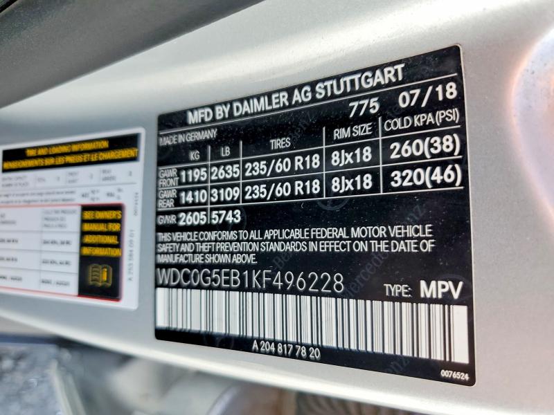 Продаж на аукціоні авто 2019 Mercedes-benz Glc, vin: WDC0G5EB1KF496228, номер лоту: 68700666