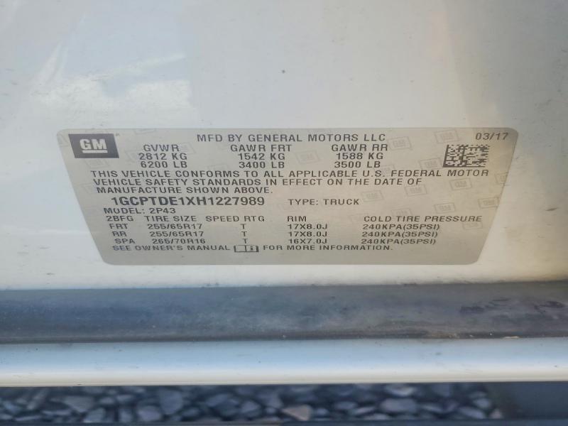 2017 Chevrolet Colorado მანქანა იყიდება აუქციონზე, vin: 1GCPTDE1XH1227989, აუქციონის ნომერი: 67472606