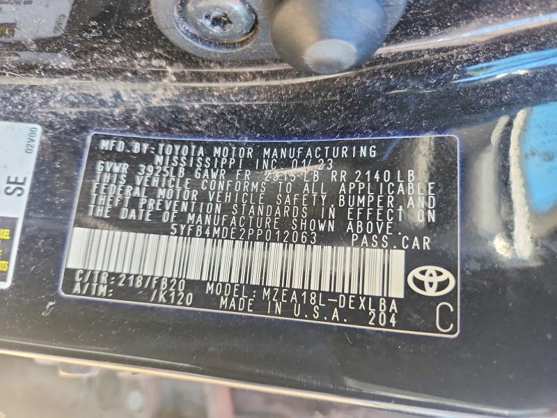 69359986 :رقم المزاد ، 5YFB4MDE2PP012063 vin ، 2023 Toyota Corolla مزاد بيع