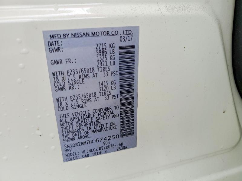 Продажа на аукционе авто 2017 Nissan Pathfinder, vin: 5N1DR2MM7HC674250, номер лота: 66999566
