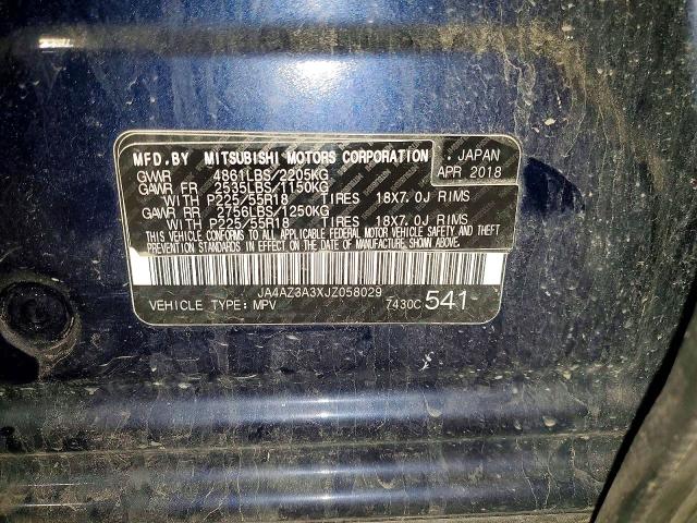 2018 Mitsubishi Outlander მანქანა იყიდება აუქციონზე, vin: JA4AZ3A3XJZ058029        , აუქციონის ნომერი: 68991716