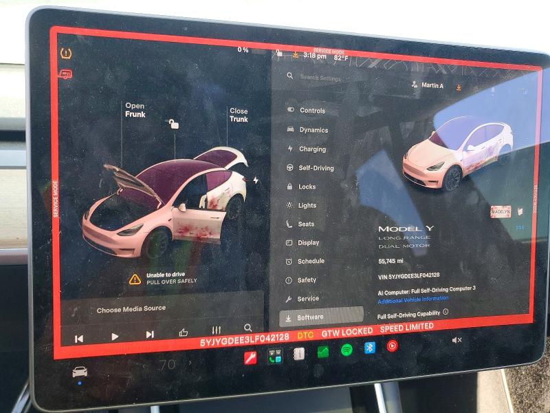 Продажа на аукционе авто 2020 Tesla Model Y, vin: 5YJYGDEE3LF042128, номер лота: 67743616