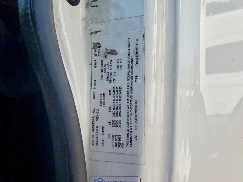 70550646 :رقم المزاد ، 3HSDZAPR7NN589295 vin ، 2022 International Lt625 مزاد بيع