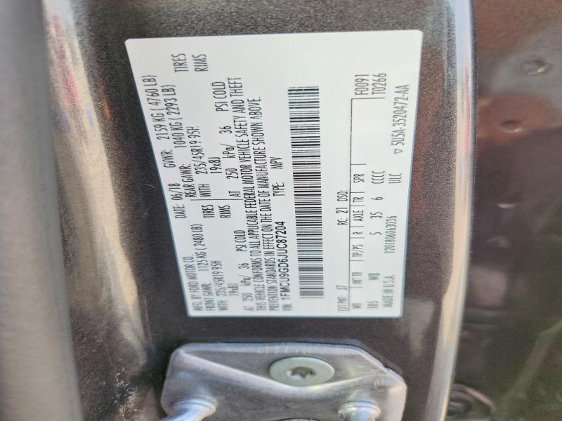 70505156 :رقم المزاد ، 1FMCU9GD6JUC87204 vin ، 2018 Ford Escape مزاد بيع