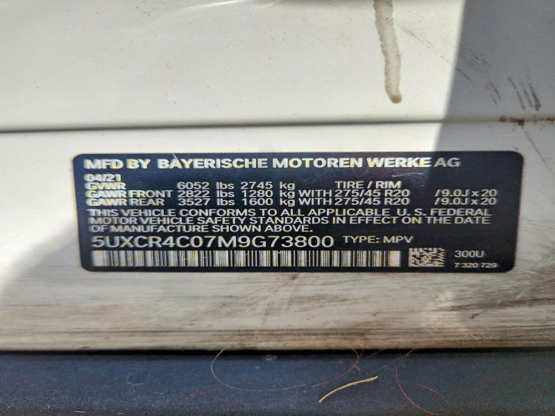 Продажа на аукционе авто 2021 Bmw X5, vin: 5UXCR4C07M9G73800, номер лота: 67755006