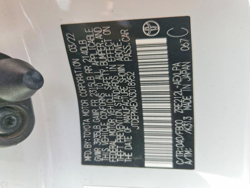 Aukcja sprzedaży 2022 Toyota Corolla, vin: JTDEPMAEXN3018952, numer aukcji: 68443616
