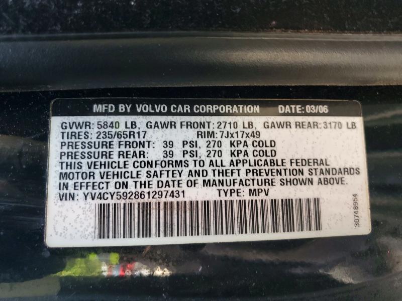2006 Volvo Xc90 მანქანა იყიდება აუქციონზე, vin: YV4CY592861297431, აუქციონის ნომერი: 67145206