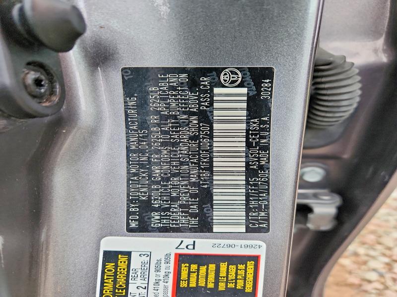 Aukcja sprzedaży 2015 Toyota Camry, vin: 4T1BF1FK0FU067507, numer aukcji: 70020676
