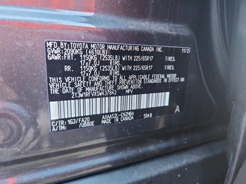 2025 Toyota Rav4 მანქანა იყიდება აუქციონზე, vin: 2T3W1RFVXSW437842, აუქციონის ნომერი: 68505066