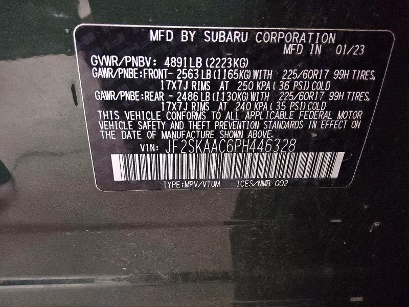 Продажа на аукционе авто 2023 Subaru Forester, vin: JF2SKAAC6PH446328, номер лота: 69227916