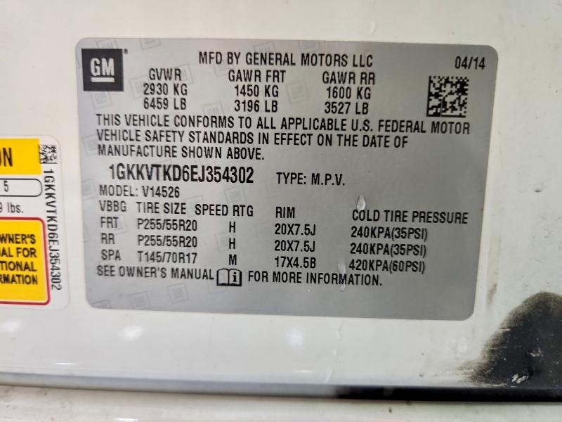 2014 Gmc Acadia მანქანა იყიდება აუქციონზე, vin: 1GKKVTKD6EJ354302, აუქციონის ნომერი: 67515296