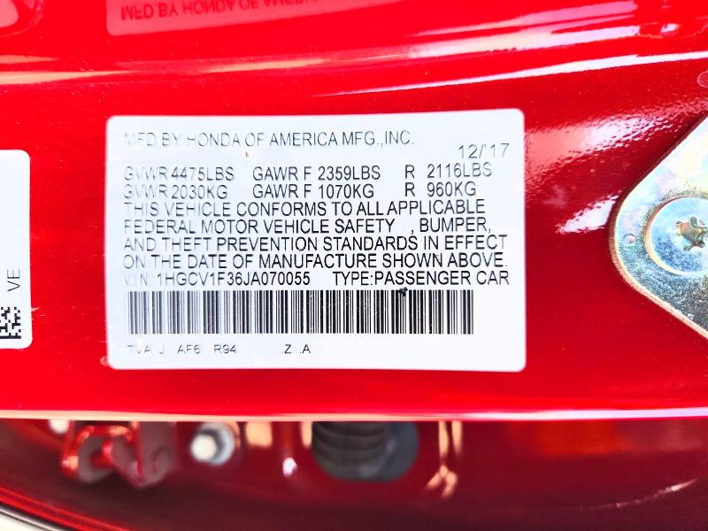 Aukcja sprzedaży 2018 Honda Accord, vin: 1HGCV1F36JA070055, numer aukcji: 68681256