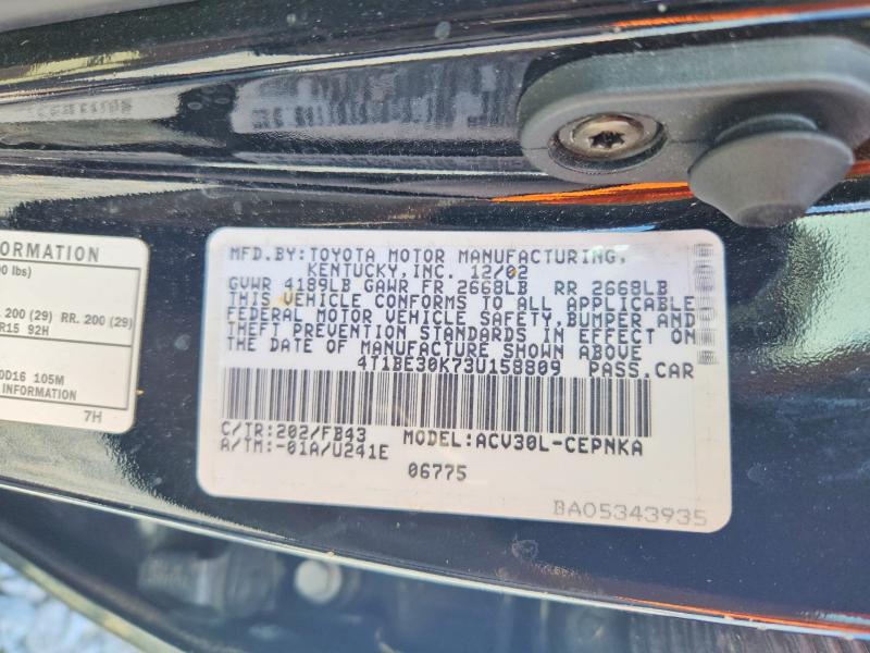 68943246 :رقم المزاد ، 4T1BE30K73U158809 vin ، 2003 Toyota Camry مزاد بيع