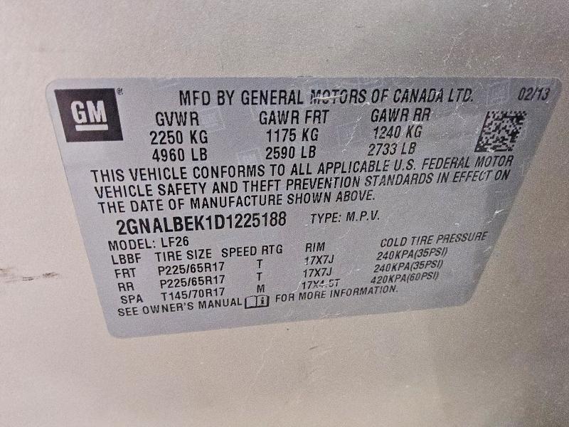 Продажа на аукционе авто 2013 Chevrolet Equinox, vin: 2GNALBEK1D1225188, номер лота: 67568166