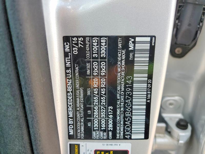Продаж на аукціоні авто 2016 Mercedes-benz Gle, vin: 4JGDA5JB6GA739143, номер лоту: 69061486