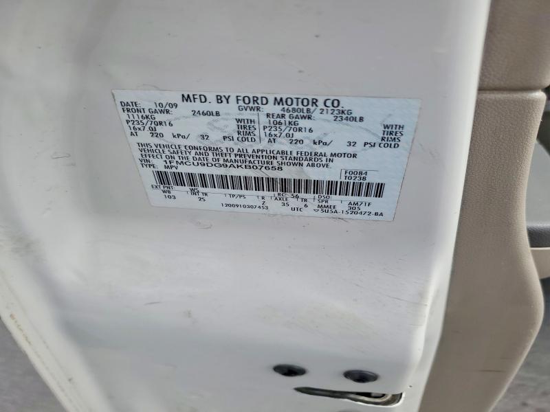 2010 Ford Escape მანქანა იყიდება აუქციონზე, vin: 1FMCU9DG9AKB07658, აუქციონის ნომერი: 70274246