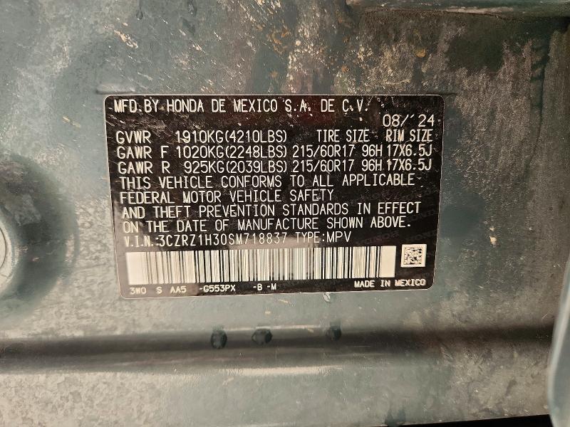 69199186 :رقم المزاد ، 3CZRZ1H30SM718837         vin ، 2025 Honda Hr-v مزاد بيع
