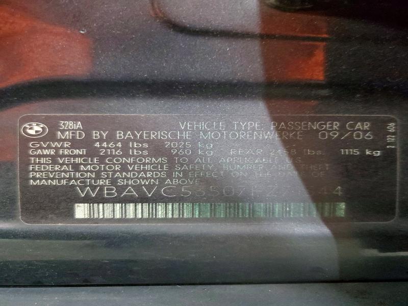 Продаж на аукціоні авто 2007 Bmw 328, vin: WBAVC53507FZ71344, номер лоту: 68102146