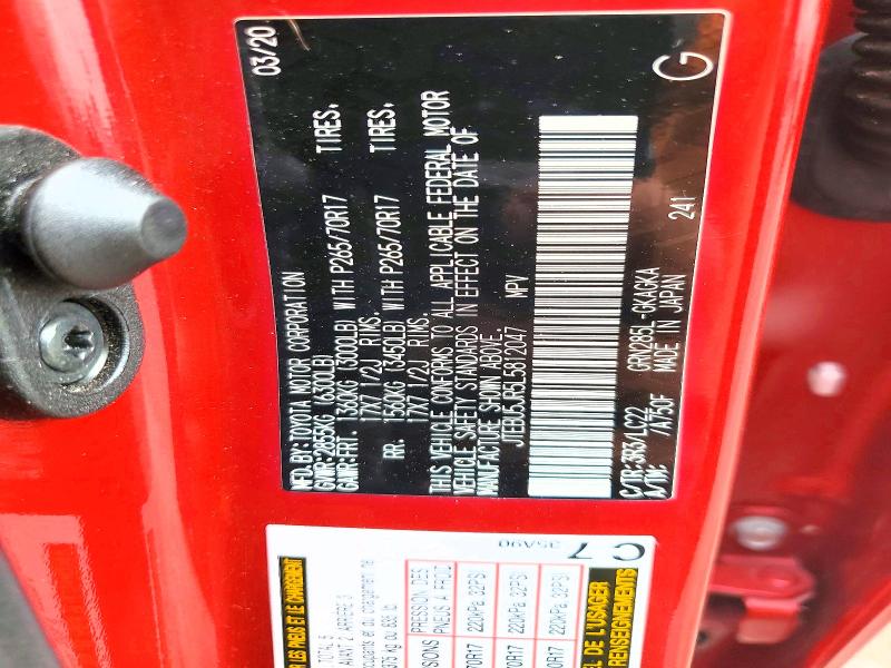 Продаж на аукціоні авто 2020 Toyota 4runner, vin: JTEBU5JR5L5812047, номер лоту: 68917146