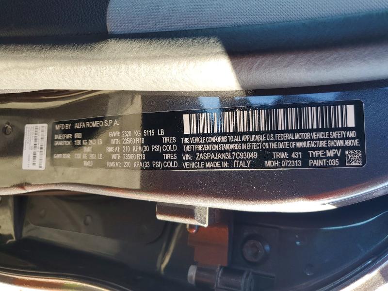 2020 Alfa Romeo Stelvio მანქანა იყიდება აუქციონზე, vin: ZASPAJAN3L7C93049, აუქციონის ნომერი: 68947706