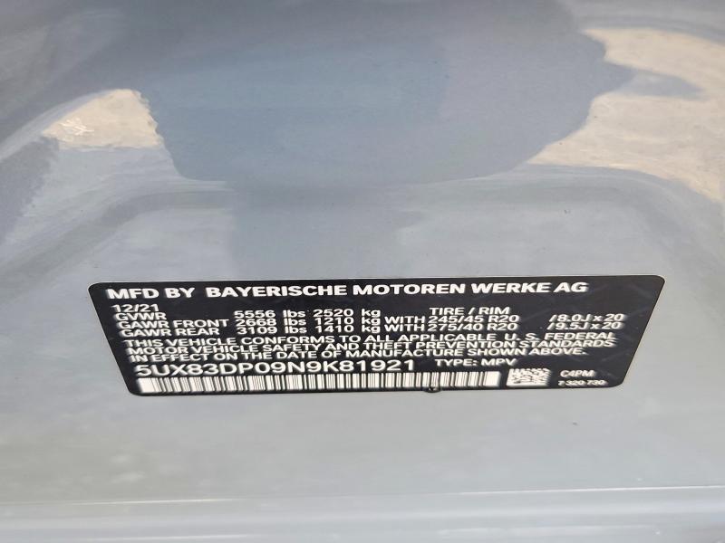 Продажа на аукционе авто 2022 Bmw X3, vin: 5UX83DP09N9K81921, номер лота: 70890246