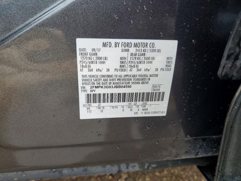 2018 Ford Edge მანქანა იყიდება აუქციონზე, vin: 2FMPK3G93JBB04590, აუქციონის ნომერი: 67817606