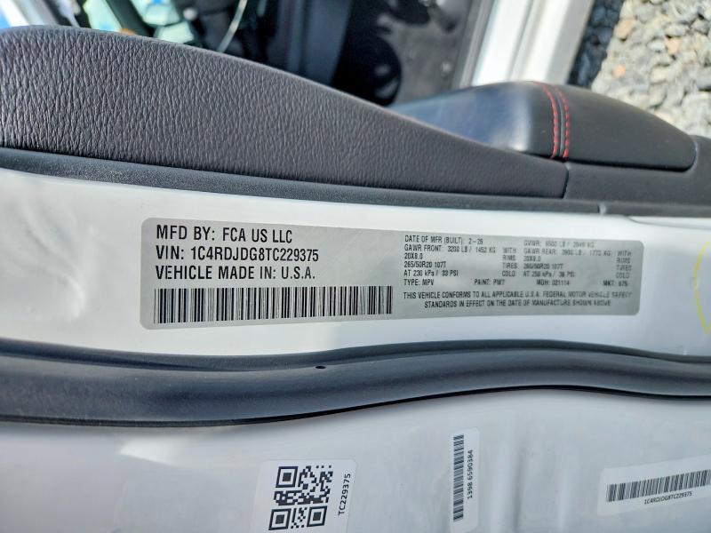 68070276 :رقم المزاد ، 1C4RDJDG8TC229375 vin ، 2026 Dodge Durango مزاد بيع