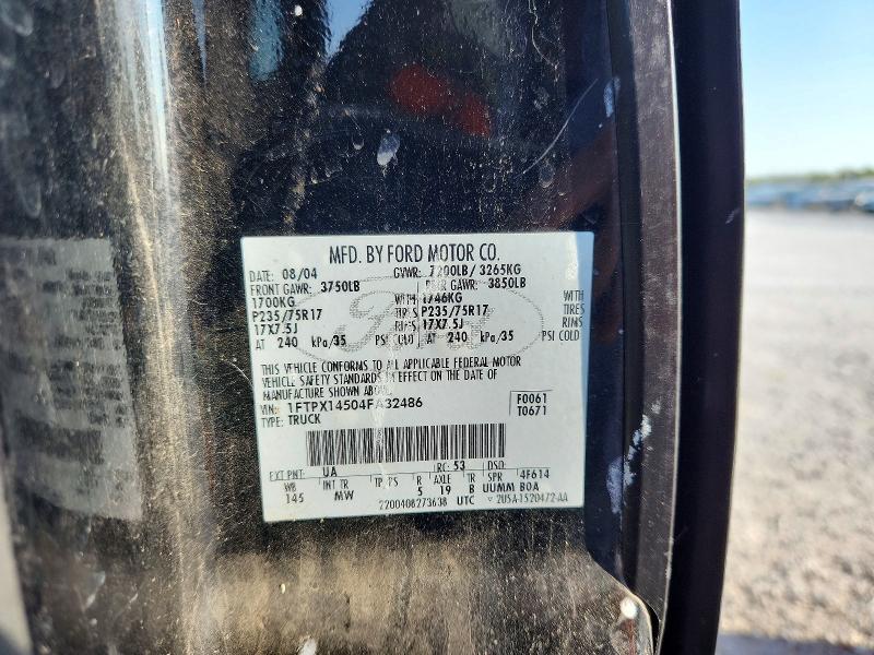 2004 Ford F150 მანქანა იყიდება აუქციონზე, vin: 1FTPX14504FA32486, აუქციონის ნომერი: 67106466