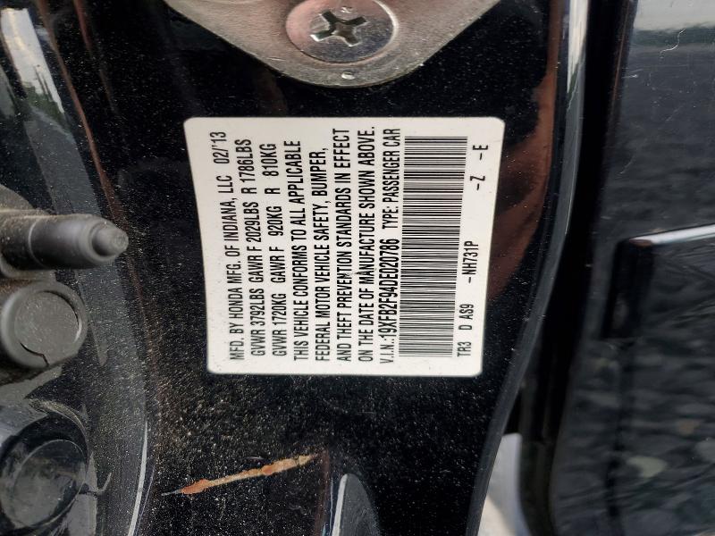 69491576 :رقم المزاد ، 19XFB2F94DE020786 vin ، 2013 Honda Civic مزاد بيع
