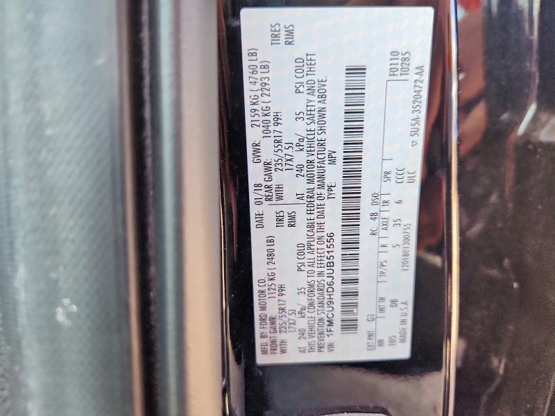 Aukcja sprzedaży 2018 Ford Escape, vin: 1FMCU9HD6JUB51556, numer aukcji: 70426036