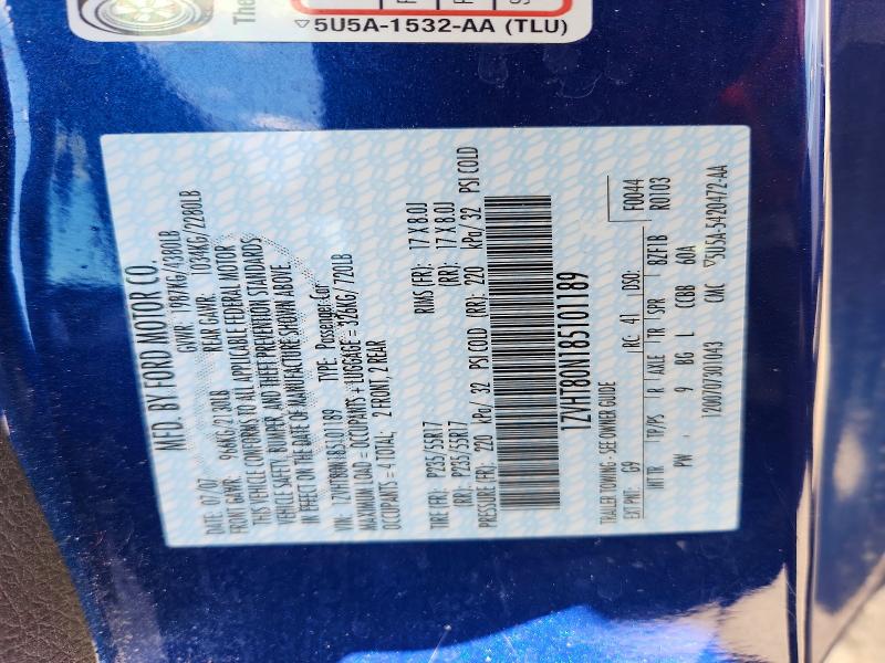 2008 Ford Mustang მანქანა იყიდება აუქციონზე, vin: 1ZVHT80N185101189, აუქციონის ნომერი: 69236496
