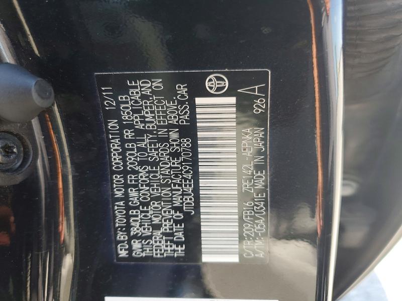 Продаж на аукціоні авто 2012 Toyota Corolla, vin: JTDBU4EE4C9170788, номер лоту: 68778766