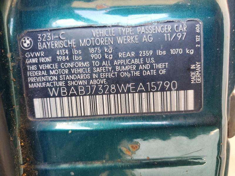 65984456 :رقم المزاد ، WBABJ7328WEA15790 vin ، 1998 Bmw 323 مزاد بيع