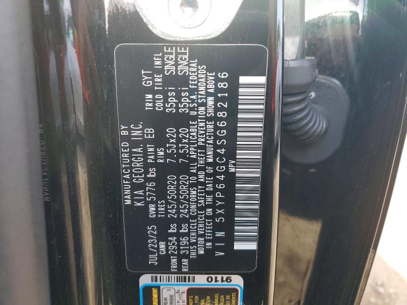 70412116 :رقم المزاد ، 5XYP64GC4SG682186 vin ، 2025 Kia Telluride مزاد بيع