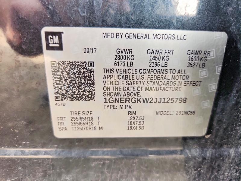 66444426 :رقم المزاد ، 1GNERGKW2JJ125798 vin ، 2018 Chevrolet Traverse مزاد بيع